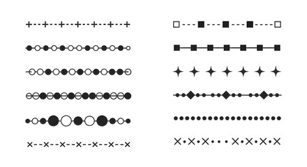装飾罫線セット - シンプルなモノクロベクター素材 | デザイン要素、区切り線、装飾用ライン、イラスト、パターン、背景、バナー、広告、webデザイン