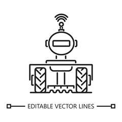Agricultural robot icon. Agricultural robot icon featuring a line drawing of a robotic agricultural vehicle. Suitable for technology and farming related designs.
