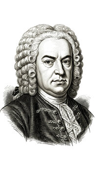 Johann Sebastian Bach Portrait Classical Baroque Composer with Transparent Background