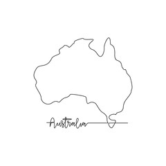 One continuous line drawing of Australia signature themes design vector illustration. Australia map in simple linear style vector concept. Good design illustration for tourism and travel campaign.