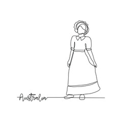 One continuous line drawing of Australia signature themes design vector illustration. Australia national clothes in simple linear style vector concept. Good design for tourism and travel campaign.