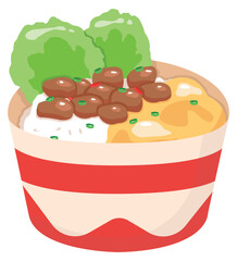 Ricebowl with vegetables flat icon isolated on white background.