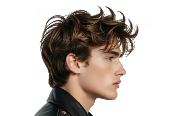 Young man s profile isolated on transparent background