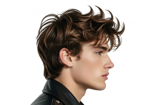 Young man s profile isolated on transparent background