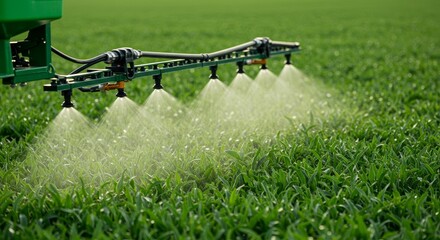 Precision Sprayer Applying Nutrients to Crops - Modern farming technology, efficient nutrient application, crop optimization, sustainable agriculture, precision spraying
