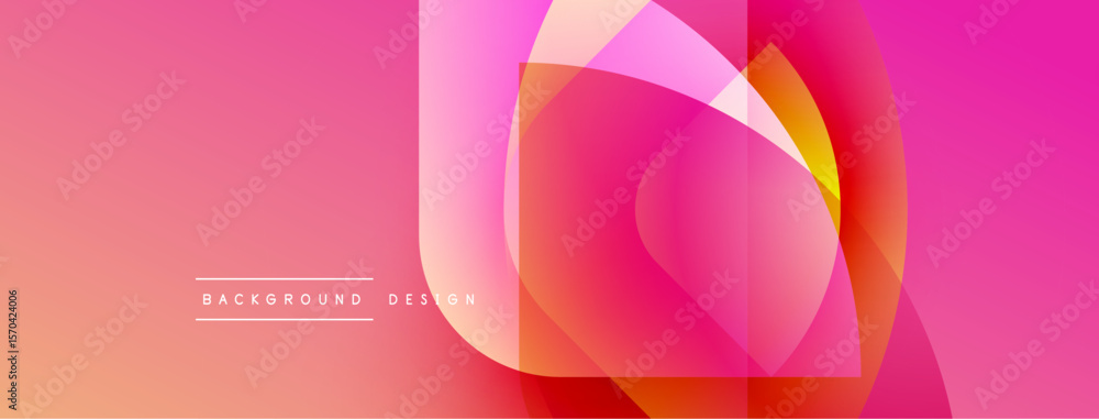 Poster abstract pink, orange gradients. overlapping shapes create dynamic visual effect. modern design elem