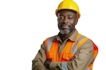 Construction worker isolated on transparent background