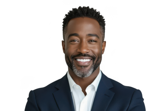 Smiling businessman isolated on transparent background