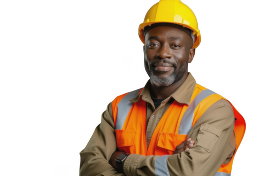 Construction worker isolated on transparent background