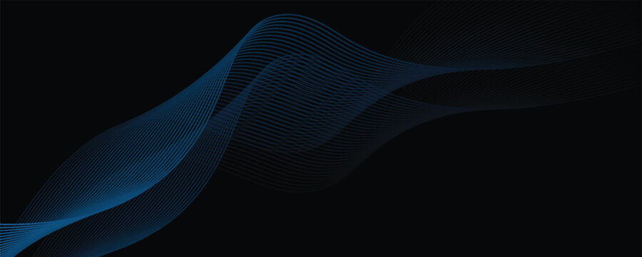 Abstract geometric dark blue wide banner layout design. Dark modern navy blue wide banner background with geometric shapes decration