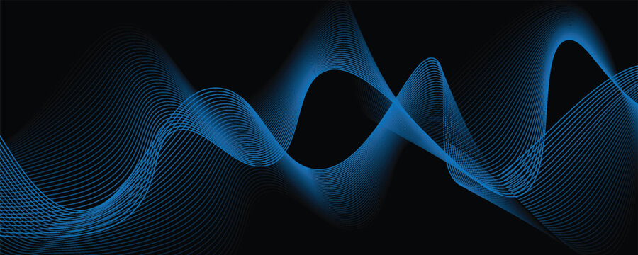 Abstract geometric dark blue wide banner layout design. Dark modern navy blue wide banner background with geometric shapes decration