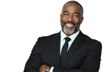 Smiling businessman isolated on transparent background