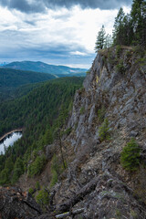 mountain lake and cliff