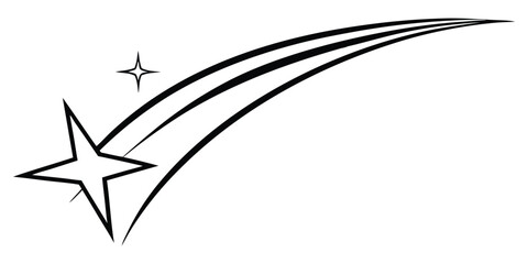 Black Shooting Star With Sparkling Trail Again Vector Silhouette