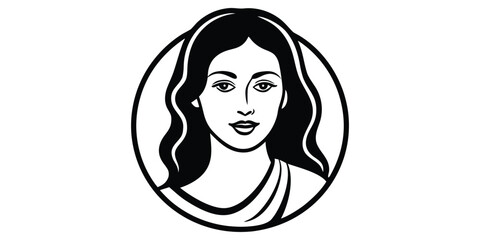 Beautiful Silhouette Cameo Of Young Woman Vector Illustration