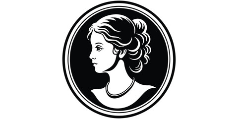 Beautiful Silhouette Of Cameo Girl People Vector Illustration Icon