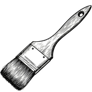 sketchy paint brush with wooden handle clip art preview