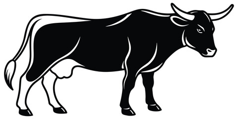 Bull Silhouette Vector Illustration Icon Clipart Black White Design