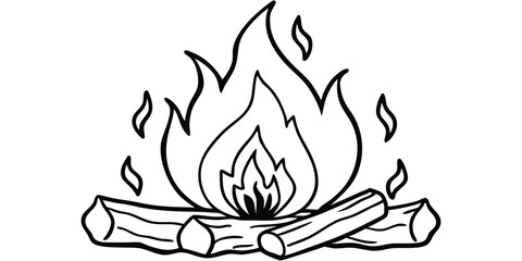 Campfire Doodle Vector Illustration With Flames Silhouette Icon Clipart
