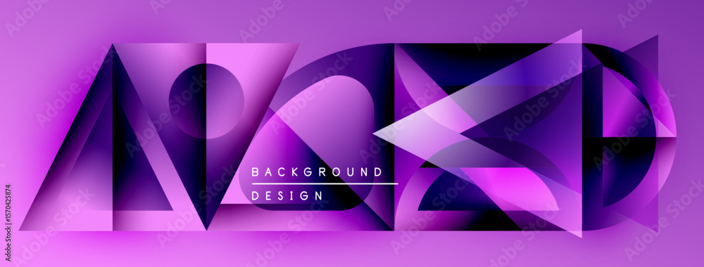Poster abstract geometric design. vibrant purple hues blend, creating dynamic visual texture. modern backgr