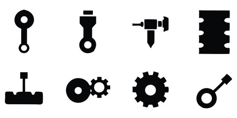 Mechanical Parts Gears Silhouette Vector Bundle Illustration Icon Clipart