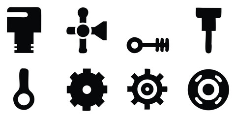 Mechanical Parts Gears Silhouette Vector Bundle Illustration Icon Clipart
