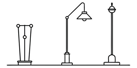 Modern Floor Lamp Silhouette Icons Minimal Vector Illustration