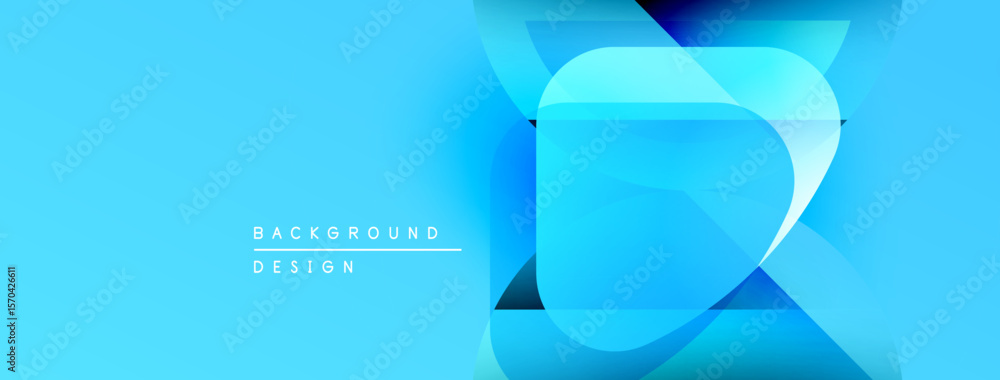 Poster abstract blue background. geometric shapes overlap creating dynamic visual effect. modern design sui