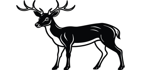 Set Of Whitetail Deer Silhouette Design Vector Art Illustration