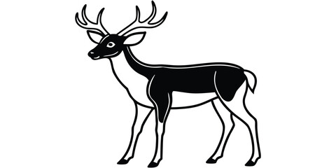 Set Of Whitetail Deer Silhouette Design Vector Art Illustration