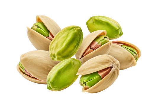 Pistachio Nuts Heap Green Shells Delicious Snack Isolated Background