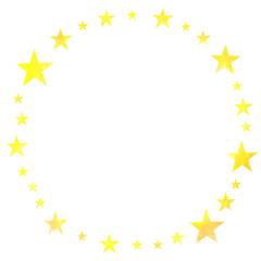 光り輝く星のシンプルなフレーム 水彩イラスト