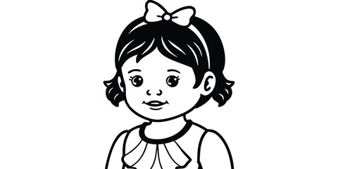 Toddler Girl Silhouette Vector Illustration Icon Clipart Black White