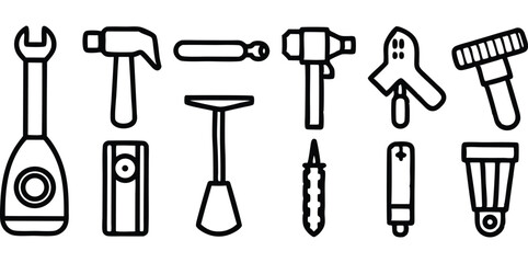 Tools Hardware Silhouette Vector Bundle Black Illustration Icon Clipart