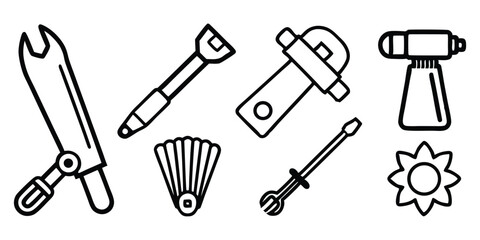 Tools Hardware Silhouette Vector Bundle Black Illustration Icon Clipart