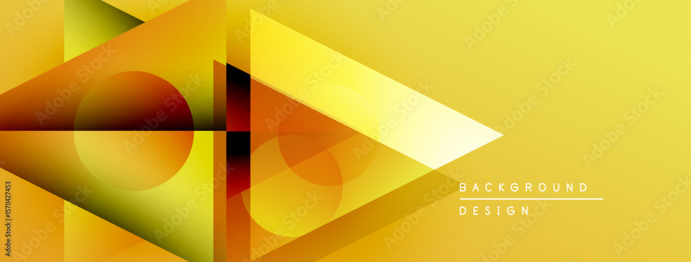 Poster abstract geometric shapes, vibrant yellow gradients, modern design. overlapping layers create dynami