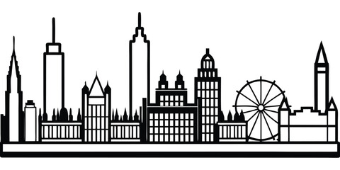 Fototapeta premium Vector Illustration Of London Skyline Silhouette Icon Clipart Black