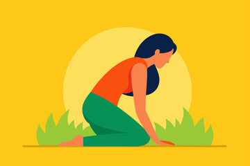 Playful cartoon illustration of a mother and child silhouette enjoying summer fun on the beach