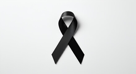 Symbolic black ribbon representing mourning and awareness on a clean backdrop