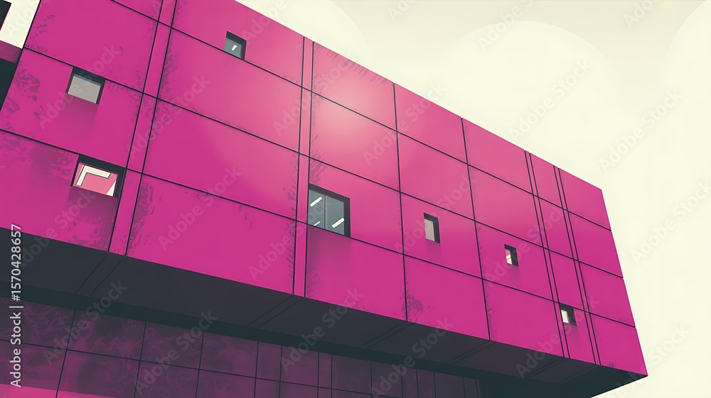 Canvas Prints vivid magenta building with geometric windows architecture