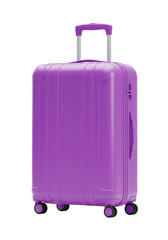 Purple Wheeled Luggage Bag 3D Suitcase Isolated Transparent Background