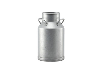 Realistic 3D Rendering of Shiny Silver Milk Container No Background