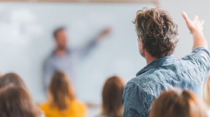 Classroom participant raising hand