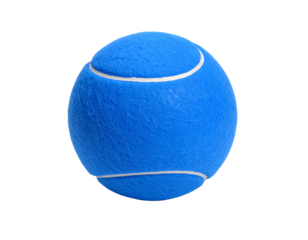 Isolated blue tennis ball sports equipment on black background close up on transparent background
