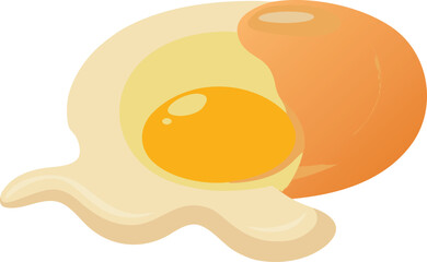 Cracked egg with yolk and white vector illustration food