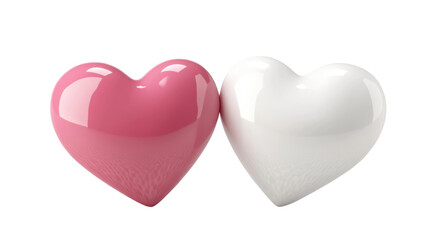 Fototapeta premium Two White and Pink Heart-Shaped 3D Render Icons Isolated on Clean White Background