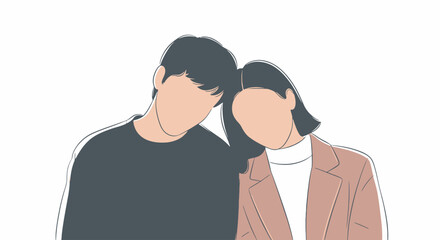 Fototapeta premium Minimalist Couple Portrait: Affection and Connection