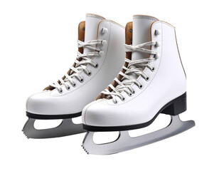 White figure ice skates for women girls kids ice skating equipment gear on transparent background