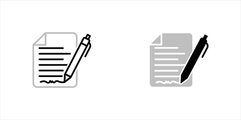 Ilustration contract & Pen - Sticker Icons set. contract icon vector illustration on white background