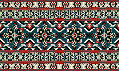 American tribal ethnic native pattern.Traditional Navajo,Aztec,Apache,Southwest and Mexican style fabric pattern.Abstract vector motifs pattern.For fabric,clothing,blanket,carpet,woven,wrap,decoration
